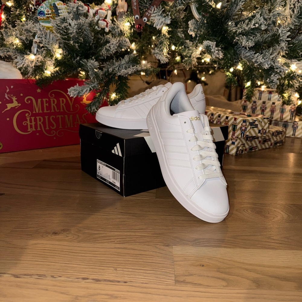 Adidas White and Gold Casual Sneakers